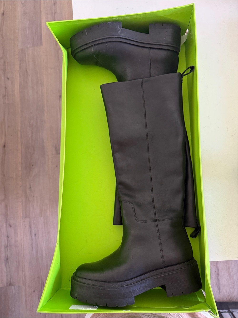 Sam Edelman Larina Black Leather Platform Boots